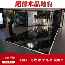 Crystal floor beveled tempered glass auto show car 4s shop white luminous floor touring car booth customization