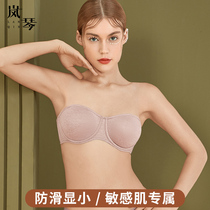 Lan Qin ultra-thin strapless bridesmaid underwear large chest shows small non-slip thin large size strapless bra thin cup women