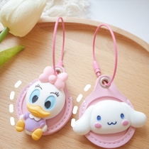Mini cartoon cute Daisy Melody Japanese round drop-shaped property elevator access control card cover key chain
