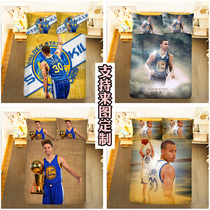 Basketball-themed surrounding warriors Stephen Curry Bed sheet duvet cover Boys  bedroom Student dormitory Single 1 2m