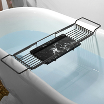 Nordic black Bath cylinder rack bathroom telescopic multifunctional toilet bath mobile phone rack toilet storage rack