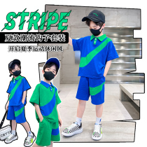 Boys summer clothes short sleeves polo shirt suit 2022 new children foreign air mesh red CUHK Tong Casual Sportswear