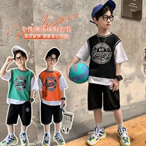 Boy Summer short sleeve suit slim fit CUHK Tong 2022 new summer clothes boy handsome sports ball clothes two sets