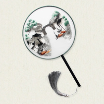 Ou embroidery Wenzhou fan panda handmade embroidery double-sided embroidery Group fan European embroidery Chinese style characteristic craft gift items