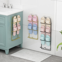 Bathroom shoe rack wall hanging non-perforated indoor toilet door rear shoe rack toilet slippers storage artifact