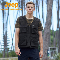 Jeep Jeep spring and spring summer vest mens fishing multi-Bag Mens shoulder detachable tooling photography gown jacket