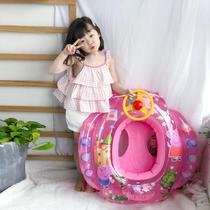 Thickened childrens swimming ring hot spring male and female baby pig steering wheel with tow rope sitting circle 1-3-6 years old underarm ring