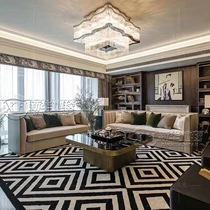 Advanced light lavish Nordic modern minimalist black and white carpet sitting room sofa tea table cushion bedroom full of room bed edge blanket