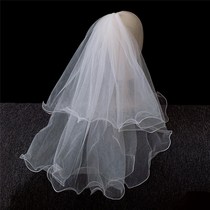 New veil curling double-layer net red photo veil wedding bride headdress white female vibrato with the same super fairy