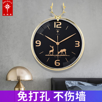 Polaris 15 inch living room big wall clock deer head bedroom mute Nordic creative clock fashion European quartz clock