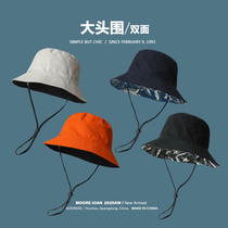 Big head big face double-sided fisherman hat for men Plus size 65cm big head circumference sun visor basin hat for summer sun hat for women