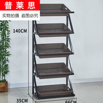 Vegetable shelf convenience store supermarket floor vegetable shelf folding basket display cabinet wooden store iron dessert
