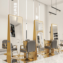 New Net Red Barber shop mirror double-sided hair cutting mirror high-end floor mirror hairdressing shop mirror desk hair salon dedicated