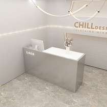 Simple and modern stainless steel cash register small clothing store hair and nail salon bar table company reception desk