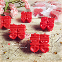 Creative handmade soap 25g double little cute happy word soap wedding gift with hand gift Red Double Happy wedding gift