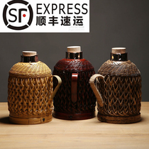 Bamboo household hot water bottle old-fashioned traditional hot water bottle retro water bottle glass liner thermos bottle tea room homestay