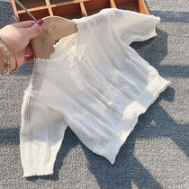23 Korean version of baby knitted cardigan coat spring and autumn thin section girls small coat summer baby hollow air-conditioning shirt
