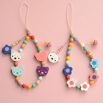 Original design Little Bear small flower cute mobile phone chain bag pendant hanging wrist