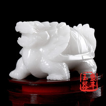 Natural Afghan jade dragon tortoise ornaments Zhaocai town house prosperous rich living room porch decoration office desktop decoration