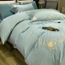 Fuana European-style light extravagant cotton polished four-piece simple cotton embroidery sheets quilt cover 1 8m bedding