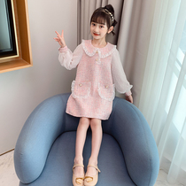 Girl Lian Dress Spring Dress 2022 New Ocean Korean version CUHK Children small Xiangfeng Princess Skirt Long Sleeve Skirt Tide