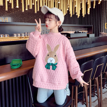 Girls plus velvet autumn winter clothes foreign style 2021 new childrens clothing padded one velvet base shirt winter coat