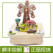 jeancard Music Box Naughty Forest Ferris Wheel Taiwan Wooden Rotary Music Box for Female Birthday Gift