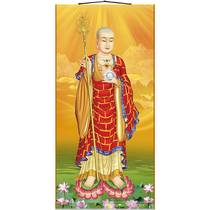 Jizang King Bodhisattva portrait HD lotus scroll hanging painting Buddha Hall living room Buddha niche home Silk painting decoration painting