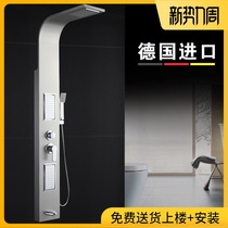 German family family 304 stainless steel thermostatic shower screen shower set home bathroom all copper black Bath