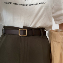 Hole-free leather strap Womens utility Decorative Jeans Black Fine Fashion Retro students Ins Wind Belt Lady Tide