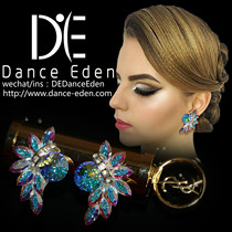 Dance Eden Piao Diamond AB color accessories professional national standard Latin modern stage earrings ear clip ear pin