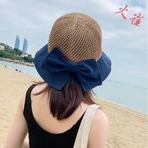 Korean version of hat female fashion wild tide summer hollow-out cap top breathable big hat brim bow fisherman hat