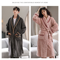 Japanese nightgown women winter long thick flannel long sleeve home clothing coral velvet bathrobe autumn winter couple pajamas