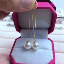 S925 sterling silver hypoallergenic female shellfish beads earrings ear wire natural seawater round strong light exquisite female non-cultured pearl