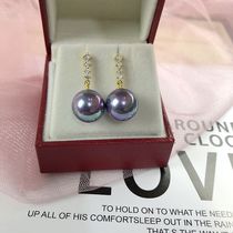 New S925 silver four-diamond shell beads stud earrings imitation pearl earrings earrings earrings exquisite women white purple