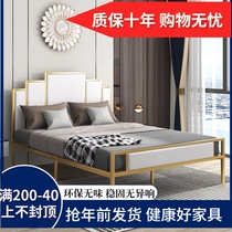 Nordic soft bag golden iron bed light luxury ins wind 12 meters 15 meters 18 meters master bed apartment hotel iron bed