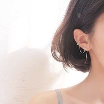 S925 Inlaid Drilling Wavy Ear Clip Ear Chain Korea Temperament Long earline female Korean version ear adorned with multiple deafes