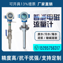 Plug-in electromagnetic flowmeter liquid sewage tap water electronic digital display dn200 250 300 350 400