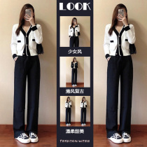 Early Spring Big Code Womens Dress 2022 New Fat Sister Display Slim Fit Superior Sense Fashion Broadlegged Pants Two Suits