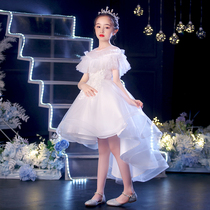 Childrens host dress girl piano performance Summer Girl flower girl princess dress puffy gauze show costume