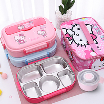  304 stainless steel insulation lunch box separator with soup bowl lunch box Cartoon cute childrens student office worker lunch box