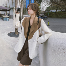 Splicing Suit Jacket Woman Spring Autumn 2022 New Small Sub Casual Design Sense Superior Fried Street Little West Suit