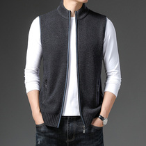 Sweater mens autumn thin cardigan knitted vest wear stand-up collar zipper vest Spring and autumn sleeveless cardigan