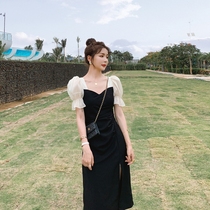 Original Aifa Bubble Sleeve Dress 2021 Summer Slim Slim Goddess Fan Mingyuan Mosaic Small Long Dress