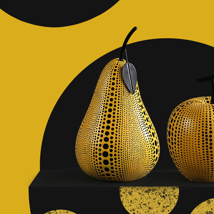 Pumpkin apple pear yellow black wave point fruit decoration piece Nordic modern model room living room crafts ideas