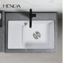 Household table basin ceramic laundry basin with washboard embedded laundry pool square ultra-deep balcony laundry sink