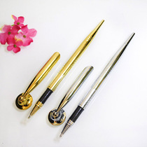 Creative metal business conference table pen screw fixing base signature pen Gold Silver self-installed water pen
