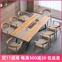 Modern simple office conference table furniture iron solid wood table long table simple conference table training table bar