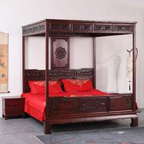 Shelf bed Solid wood Chinese elm thousand-work pull-out bed Ming and Qing classical furniture Antique court bed double wedding bed