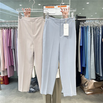 SIMNI brief Pure Color Western Dress Pants Woman 2022 Spring Han version High waist Conspicuic Slim Smoke Tubes Pants Straight 90% Pants Tide
